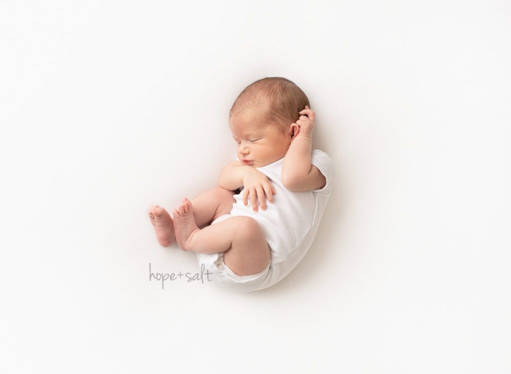 baby boy Hamilton ontario studio newborn photographer all white and natural props and fabrics by hope and salt
